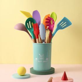 Color: Colorful - Silicone Kitchenware Cooking Utensils Set Heat Resistant Kitchen Non-Stick Cooking Utensils Baking Tools