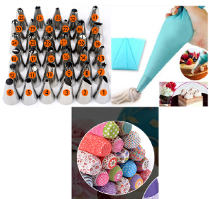 Size: M - TULIP FLOWER PIPING NOZZLES 35PCSPastry Bag 100pcs Random Multicolores Cupcakes Cups.