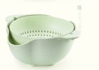 format: 1 - Double thickening drain basket washing basket kitchen drain basin creative fruit bowl