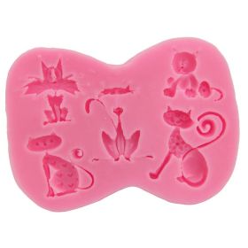 format: 8.5cm pink - Moule a Patisserie Biscuits ou Chocolats Chats