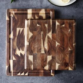 Brown, Size: L - Kitchen Household Parquet Solid Wood Cutting Board