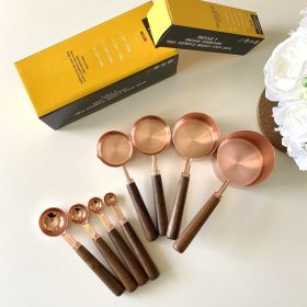 8pcs a set - Stainless steel rose gold coffee measuring cup