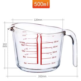 B - Phoenix tempered glass measuring cup 500ml with scale milk cup baking kitchen heat resistant microwave oven