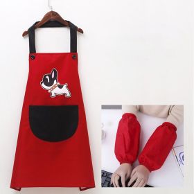 Red,  Apron sleeves - Apron Beauty Shop Manicure Shop Summer Protective Bib