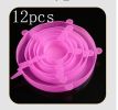 Pink 12pcs,  120G - Multifunctional stretchable silicone freshness bowl cover