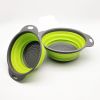 Green, Size: M - Foldable Silicone Colander Fruit Vegetable Washing Drain Basket Strainer Kitchen Collapsible Silicone Colander Baskets