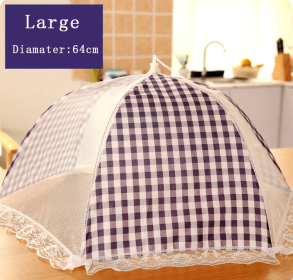 Blue, Size: Large - Dust-proof folding food dish cover anti-fly table cover table cover