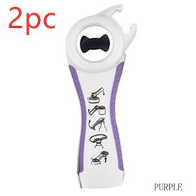 2pc Purple - 5 in 1 Creative Multifunction Stainless Steel Can Opener Beer Bottle Opener