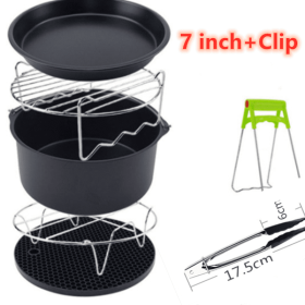 Quantity: 7 inch and clip - Air fryer accessories cake bucket pizza pan 7 inch