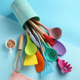 Color: Red - Silicone Kitchenware Cooking Utensils Set Heat Resistant Kitchen Non-Stick Cooking Utensils Baking Tools