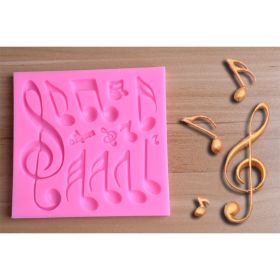 Color: Pink, Size: L - Two Large And Small Musical Notation Fondant Cake Silicone Molds