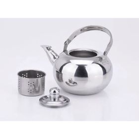 Silver, Size: 14cm - Thickened Stainless Steel Kettle Kettle Teapot Hot Milk Kettle Yellow Kettle Spherical Kettle