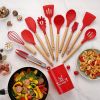 Color: Red - Silicone Kitchenware Cooking Utensils Set Heat Resistant Kitchen Non-Stick Cooking Utensils Baking Tools