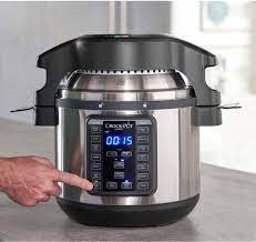 Crock-Pot - 8-Qt. Express Crock Programmable Slow Cooker and Pressure Cooker with Air Fryer Lid - Stainless Steel