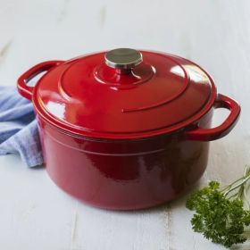 5.5 Quart Enameled Cast Iron Dutch Oven; Red