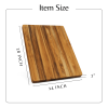 Teak Cutting Board Reversible Chopping Serving Board Multipurpose Food Safe Thick Board; Medium Size 18x14x1 inches