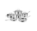 Tri-Tier 10-Piece Stainless Steel Cookware Set with Glass Lids