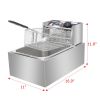 EH81 2500W MAX 110V 6.3QT/6L Stainless Steel Single Cylinder Electric Fryer US Plug Fryers with Baskets Fryer Electric Deep Fryer