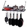 Square Grid Wall Mounted Pot And Pan Organizer Shelf With 15 Hooks