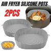 2Pcs Air Fryer Silicone Pot Baskets Liners Non-Stick Safe Oven Baking Tray Mats