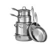 Tri-Tier 10-Piece Stainless Steel Cookware Set with Glass Lids