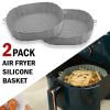 2Pcs Air Fryer Silicone Pot Baskets Liners Non-Stick Safe Oven Baking Tray Mats