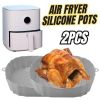 2Pcs Air Fryer Silicone Pot Baskets Liners Non-Stick Safe Oven Baking Tray Mats