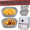 2Pcs Air Fryer Silicone Pot Baskets Liners Non-Stick Safe Oven Baking Tray Mats