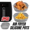 2Pcs Air Fryer Silicone Pot Baskets Liners Non-Stick Safe Oven Baking Tray Mats