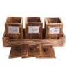 WILLART Handcrafted Wooden Antique Look Tea Coffee Sugar 3 Large Container Set in Wooden Tray â€“ Container Canister