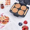 Multi Mini Waffle Maker: Four Mini Waffles;  Perfect for Families and Individuals;  4 Inch Dual Non-stick Surfaces with Quick Release & Easy Clean