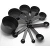 Measuring Set 10 pieces Black Plastic Measuring Spoons and Cups for Baking Tools