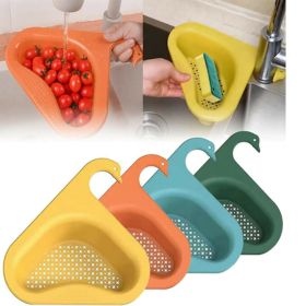 4 Pcs Triangle Colander Strainer Skimmer Basket Filter Swan-Shaped Drain Kitchen Sink Rack