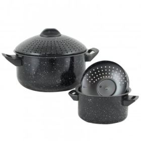 Gibson Home Casselman 4 piece Nonstick Pasta Pot Set in Black with Bakelite Handle/Knob