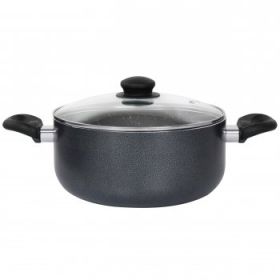 Oster Pallermo 5 Qt Aluminum Dutch Oven with Lid in Charcoal