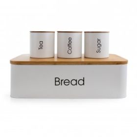 MegaChef Kitchen Food Storage and Organization 4 Piece Canister Set in White