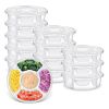 12 Pcs Round Appetizer Serving Trays With Lids 5 Compartment Container Fruit Vegetable Divided Storage Organizer