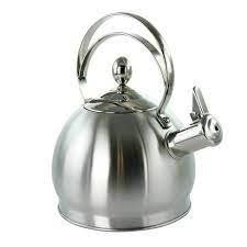 MegaChef 2.8 Liter Round Stovetop Whistling Kettle in Brushed Silver