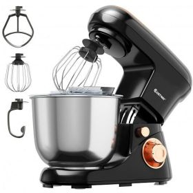 5.3 Qt Stand Kitchen Food Mixer 6 Speed with Dough Hook Beater-Black -  Black