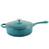 Crock Pot Artisan 3.5 Quart Enameled Cast Iron Deep SautÃ© Pan With Self Basting Lid in Teal Ombre