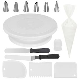 14pcs/set Revolving Cake  Decorating  Stand Kit Rotating Cake Turntable white