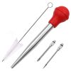 Turkey Baster Syringe Set Home Baking Tool With 2 Marinade Needles Cleaning Brush Kitchen Gadgets red