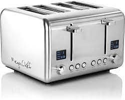 MegaChef 4 Slice Toaster in Stainless Steel Silver