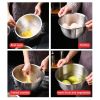 2.5l/4.5l Household Mixing Bowls 304 Stainless Steel Salad Bowl For Cooking Baking Prepping Food Storage Inner diameter