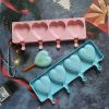 1pc Food Grade Silicone Ice Cream Mold 4 Grids Love-shaped Large Ice-cream Popsicle Mold Cake Soap Jelly Pudding Baking Mold