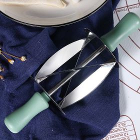 1pc Bun Cutter Stainless Steel Horn Bun Dough Knife Noodle Leather Baking Tool (Color: green)