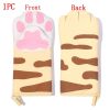 1PC 3D Cartoon Animal Cat Paws Oven Mitts Long Cotton Baking Insulation Gloves Microwave Heat Resistant Non-Slip Kitchen Gloves