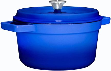 Enameled Cast Iron Dutch Oven Casserole 6.5 Quart Large Circle (Color: Blue)