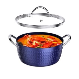 Aluminum Ceramic Coating Cooking Pot Milk Pan Non Stick Saucepan Casserole Dish (Color: Blue, size: 3 L)