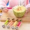 Double Head Stainless Steel Fruit Digging Spoon; Corrugated Carving Knife Watermelon Fruit Platter Tool; Spoon Digger